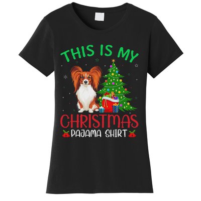 Papillon Dog Ugly Xmas Party This Is My Christmas Pajama Women's T-Shirt