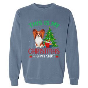 Papillon Dog Ugly Xmas Party This Is My Christmas Pajama Garment-Dyed Sweatshirt