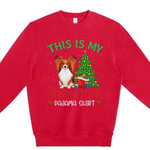 Papillon Dog Ugly Xmas Party This Is My Christmas Pajama Premium Crewneck Sweatshirt