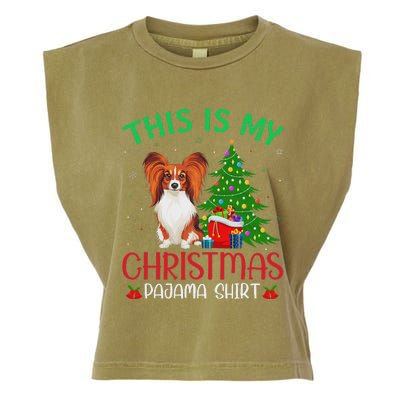 Papillon Dog Ugly Xmas Party This Is My Christmas Pajama Garment-Dyed Women's Muscle Tee