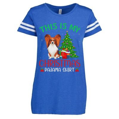 Papillon Dog Ugly Xmas Party This Is My Christmas Pajama Enza Ladies Jersey Football T-Shirt