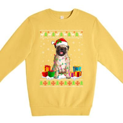 Pug Dog Ugly Christmas Santa Hat Xmas Dog Lover Gift Premium Crewneck Sweatshirt