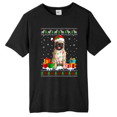 Pug Dog Ugly Christmas Santa Hat Xmas Dog Lover Gift Tall Fusion ChromaSoft Performance T-Shirt