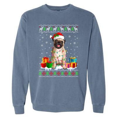 Pug Dog Ugly Christmas Santa Hat Xmas Dog Lover Gift Garment-Dyed Sweatshirt