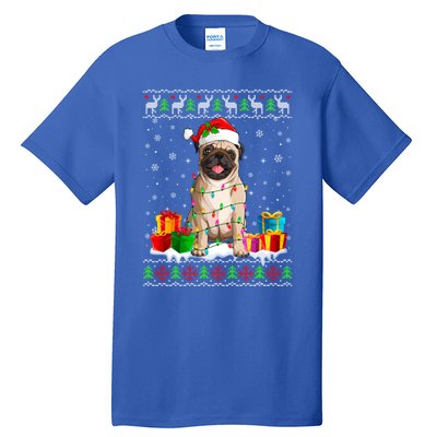 Pug Dog Ugly Christmas Santa Hat Xmas Dog Lover Gift Tall T-Shirt