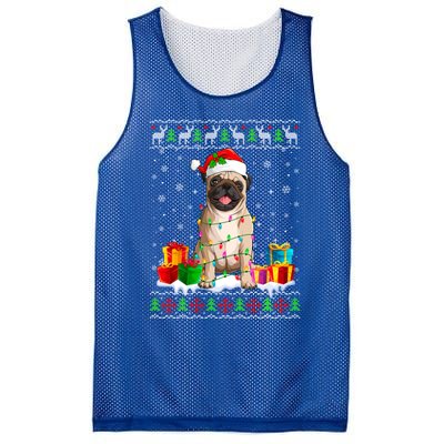 Pug Dog Ugly Christmas Santa Hat Xmas Dog Lover Gift Mesh Reversible Basketball Jersey Tank