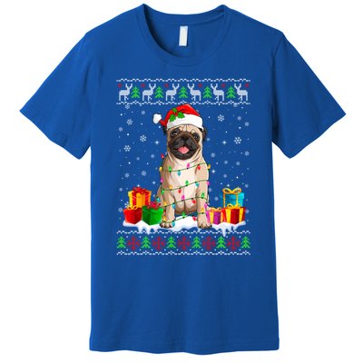 Pug Dog Ugly Christmas Santa Hat Xmas Dog Lover Gift Premium T-Shirt