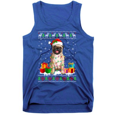 Pug Dog Ugly Christmas Santa Hat Xmas Dog Lover Gift Tank Top