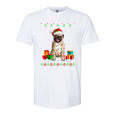 Pug Dog Ugly Christmas Santa Hat Xmas Dog Lover Gift Softstyle CVC T-Shirt