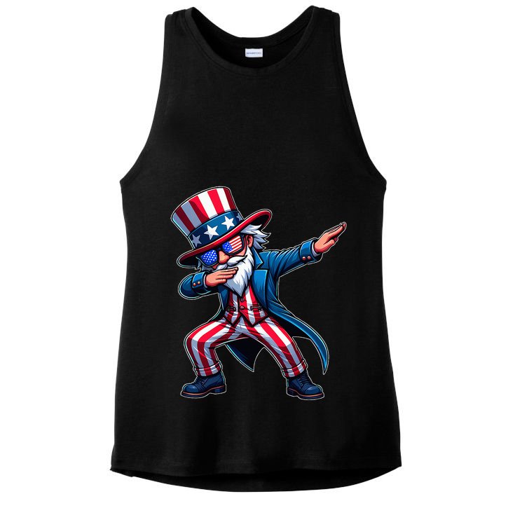 Patriotic Dabbing Uncle Sam Usa 4th Of July Ladies PosiCharge Tri-Blend Wicking Tank