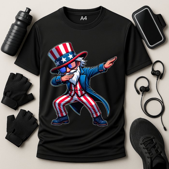 Patriotic Dabbing Uncle Sam Usa 4th Of July Cooling Performance Crew T-Shirt