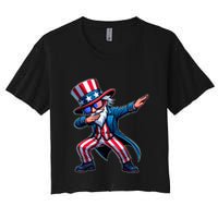 Patriotic Dabbing Uncle Sam Usa 4th Of July Women's Crop Top Tee