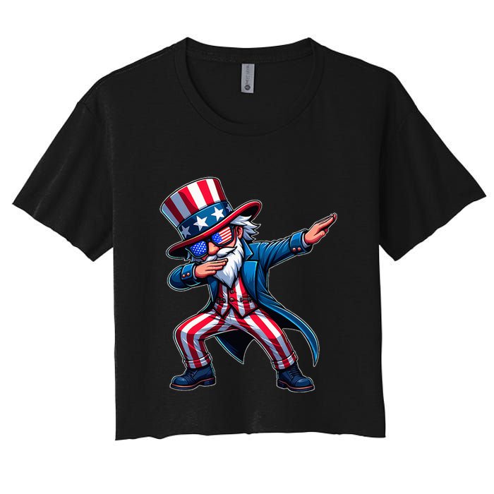 Patriotic Dabbing Uncle Sam Usa 4th Of July Women's Crop Top Tee