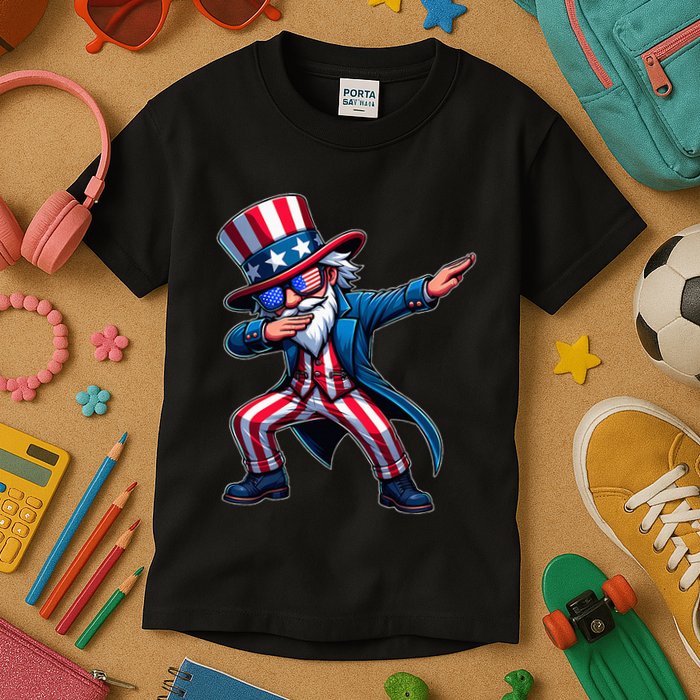 Patriotic Dabbing Uncle Sam Usa 4th Of July Kids T-Shirt