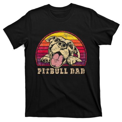 Pitbull Dad Vintage Smiling Pitbull On Sunset T-Shirt