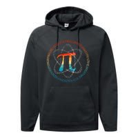 PI Day Vintage Retro Atom Pi Math Geek Science Lovers Performance Fleece Hoodie