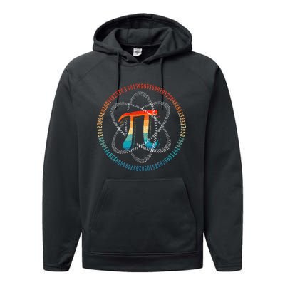 PI Day Vintage Retro Atom Pi Math Geek Science Lovers Performance Fleece Hoodie