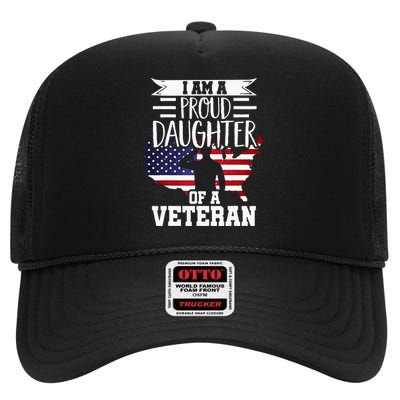 Proud Daughter Veteran Nothing Scares Patriotic Veterans Day High Crown Mesh Back Trucker Hat