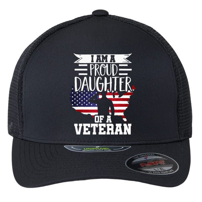 Proud Daughter Veteran Nothing Scares Patriotic Veterans Day Flexfit Unipanel Trucker Cap