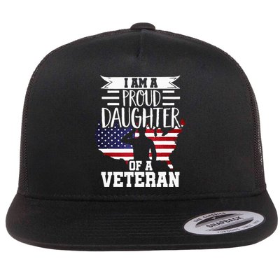 Proud Daughter Veteran Nothing Scares Patriotic Veterans Day Flat Bill Trucker Hat