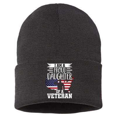 Proud Daughter Veteran Nothing Scares Patriotic Veterans Day Sustainable Knit Beanie