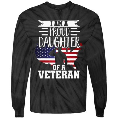 Proud Daughter Veteran Nothing Scares Patriotic Veterans Day Tie-Dye Long Sleeve Shirt