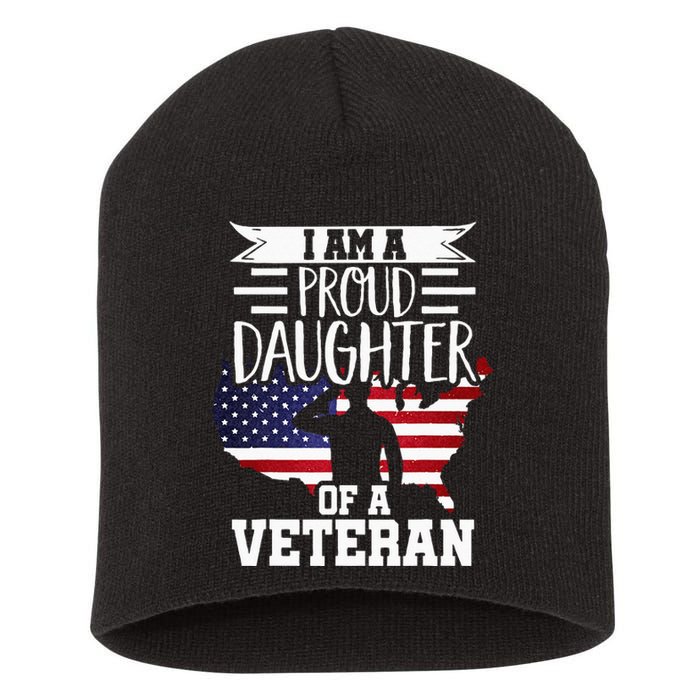 Proud Daughter Veteran Nothing Scares Patriotic Veterans Day Short Acrylic Beanie