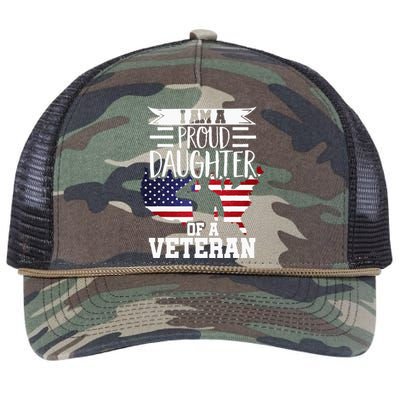 Proud Daughter Veteran Nothing Scares Patriotic Veterans Day Retro Rope Trucker Hat Cap