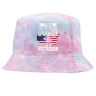 Proud Daughter Veteran Nothing Scares Patriotic Veterans Day Tie-Dyed Bucket Hat