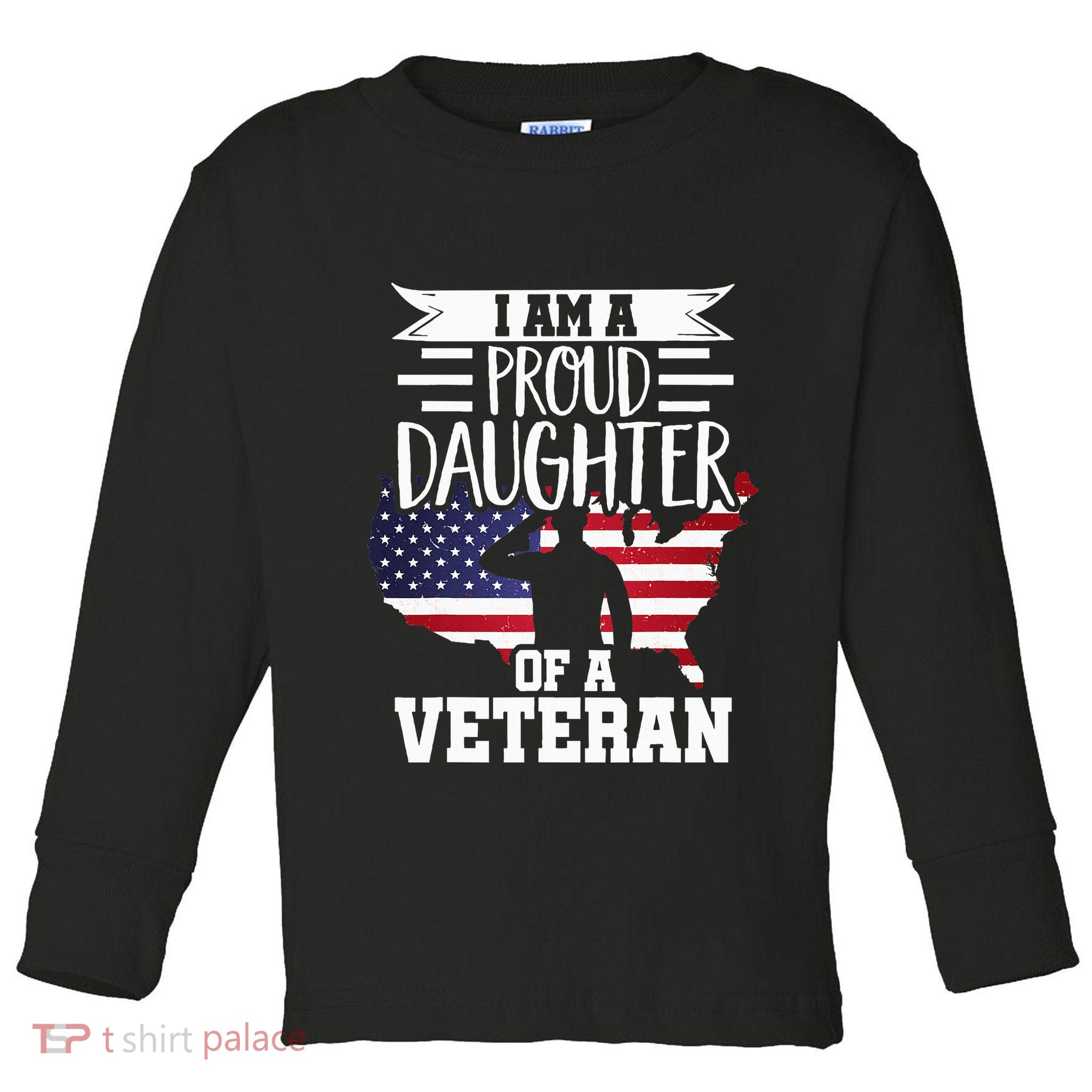 Proud Daughter Veteran Nothing Scares Patriotic Veterans Day Toddler Long Sleeve Shirt