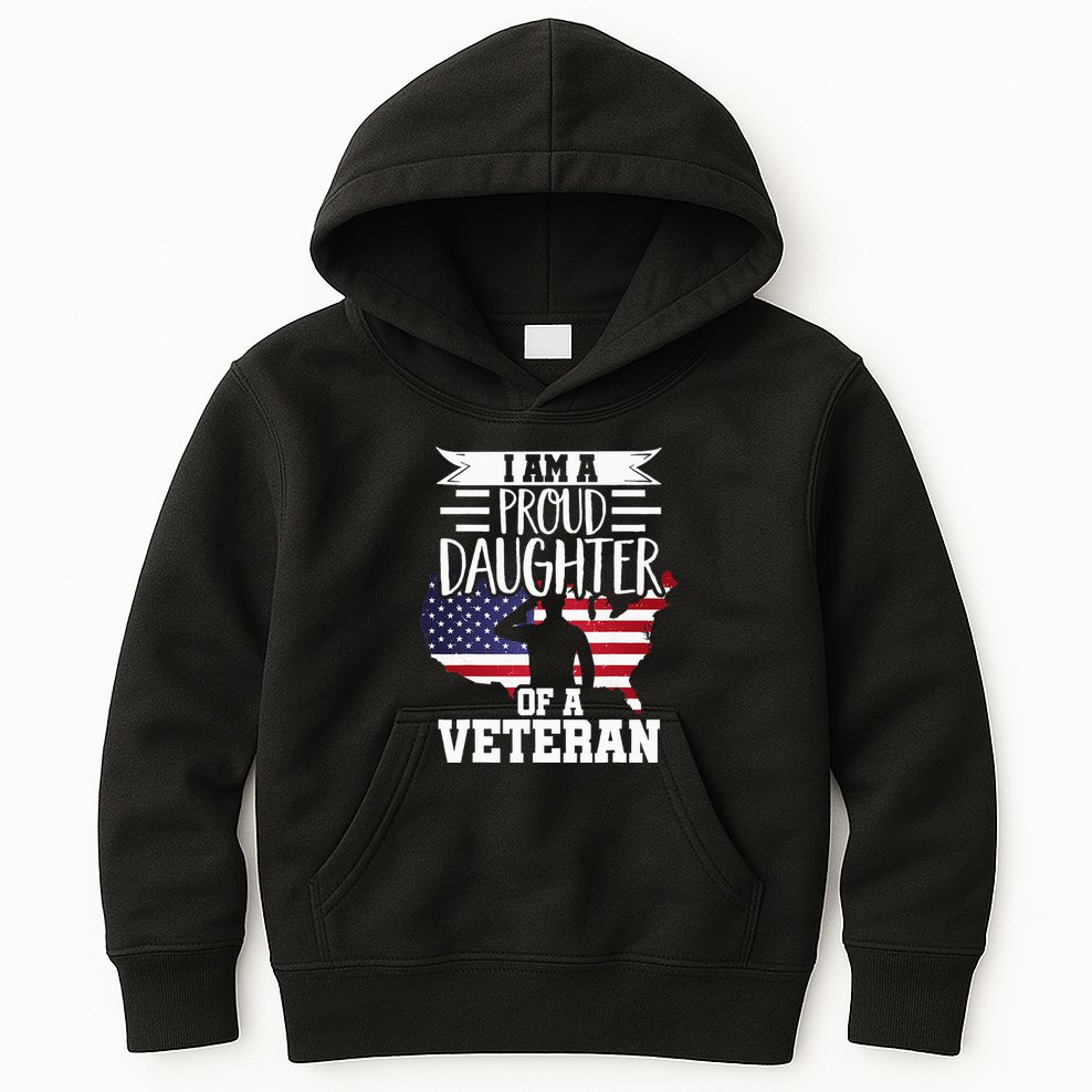 Proud Daughter Veteran Nothing Scares Patriotic Veterans Day Kids Hoodie