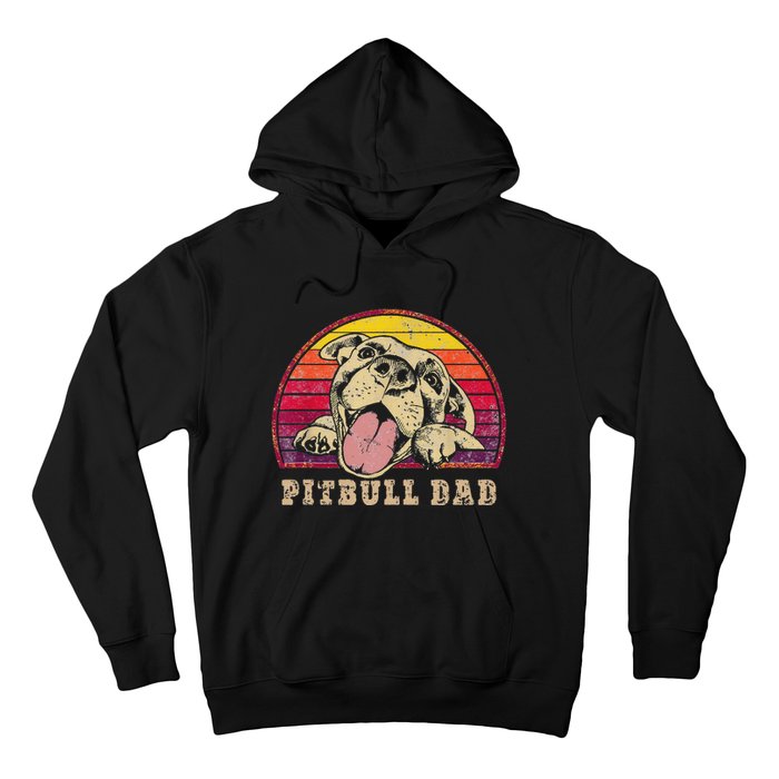 Pitbull Dad Vintage Smiling Pitbull on Sunset Hoodie