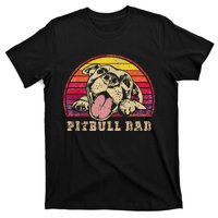 Pitbull Dad Vintage Smiling Pitbull on Sunset T-Shirt