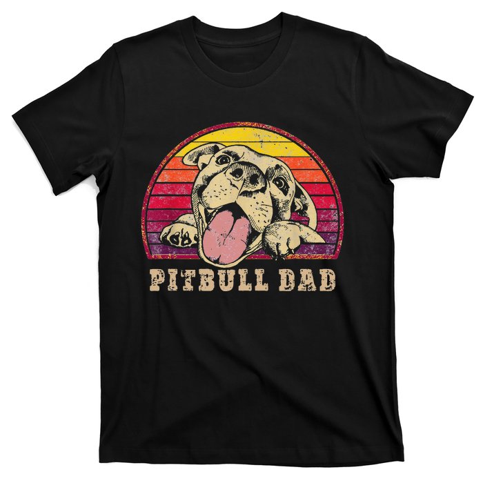 Pitbull Dad Vintage Smiling Pitbull on Sunset T-Shirt