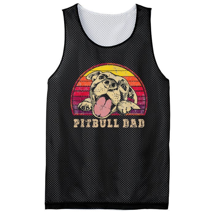 Pitbull Dad Vintage Smiling Pitbull on Sunset Mesh Reversible Basketball Jersey Tank