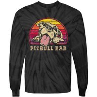 Pitbull Dad Vintage Smiling Pitbull on Sunset Tie-Dye Long Sleeve Shirt