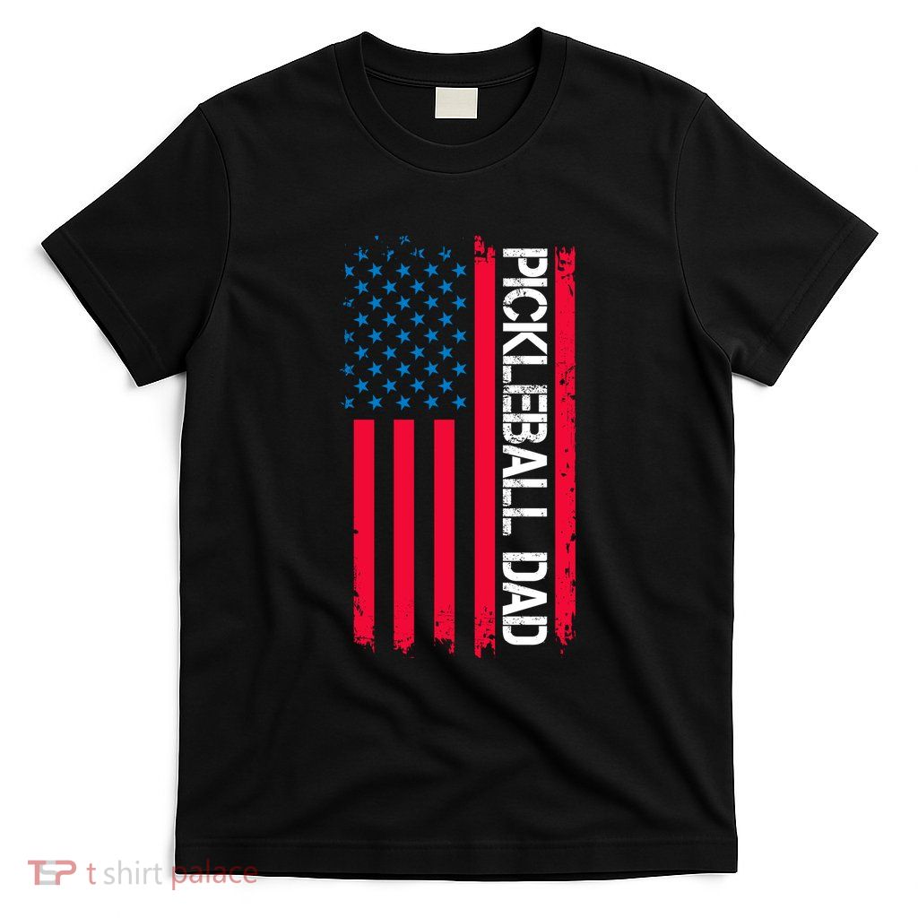 Pickleball Dad Vector USA Grunge Flag Gift For Team Sport T-Shirt
