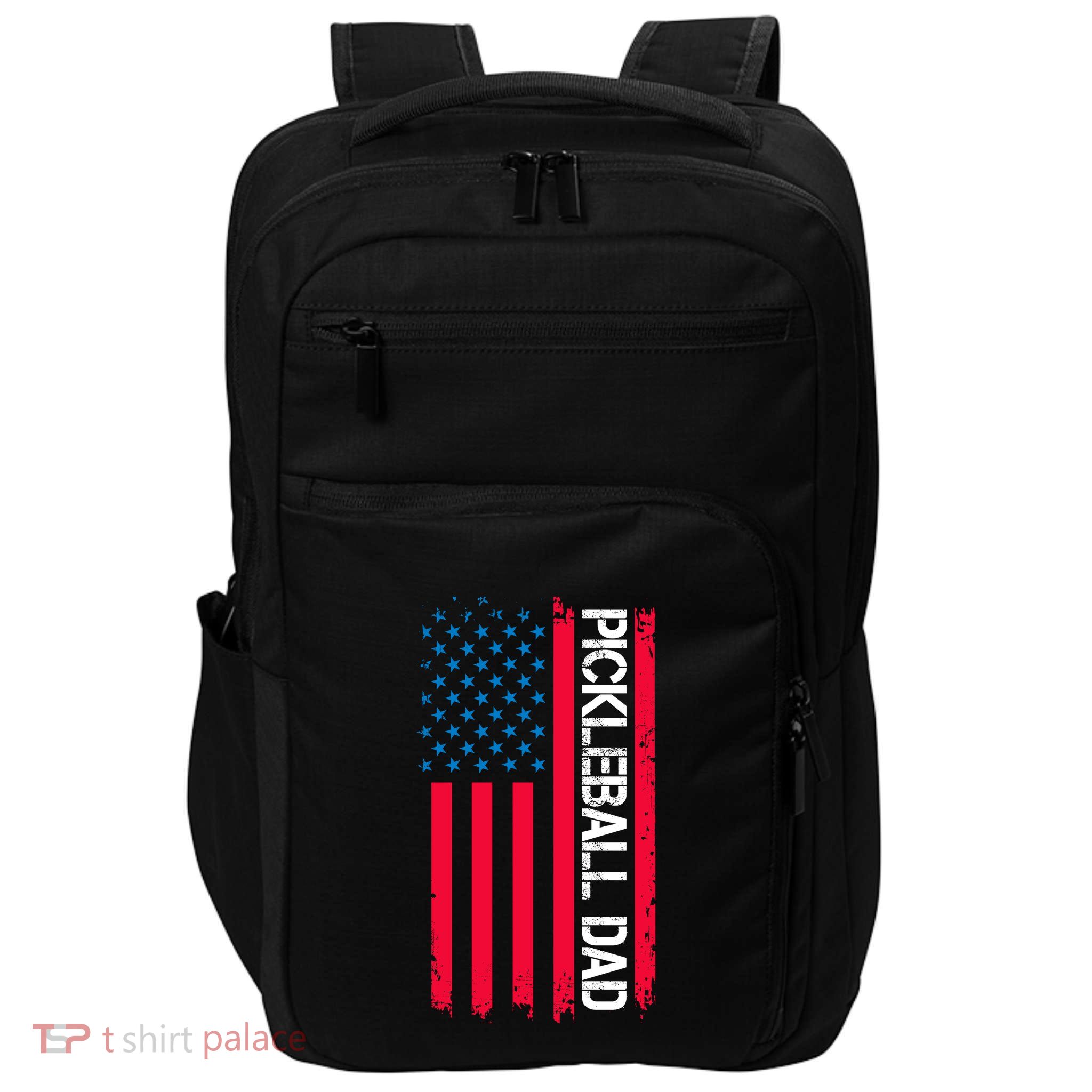 Pickleball Dad Vector USA Grunge Flag Gift For Team Sport Impact Tech Backpack