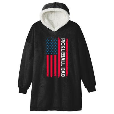 Pickleball Dad Vector USA Grunge Flag Gift For Team Sport Hooded Wearable Blanket
