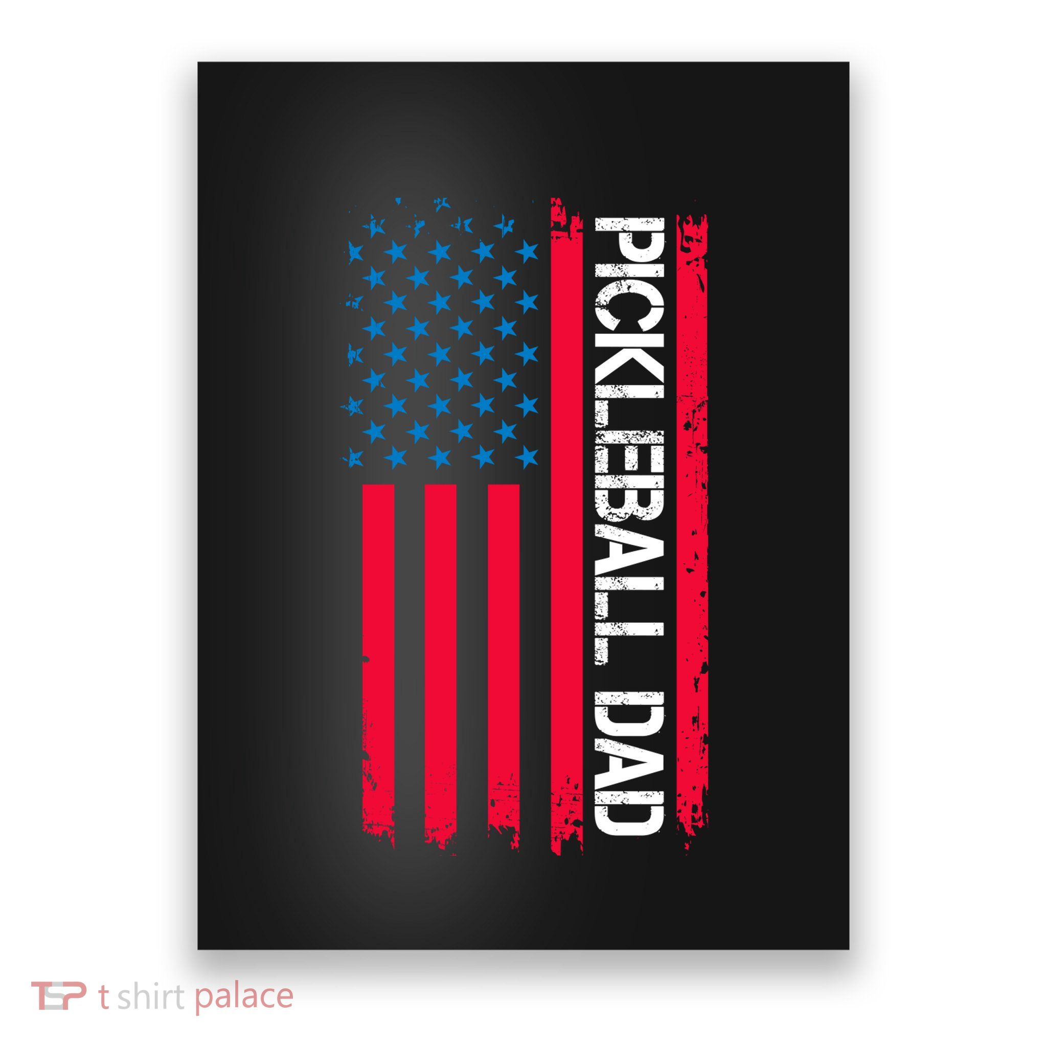 Pickleball Dad Vector USA Grunge Flag Gift For Team Sport Poster