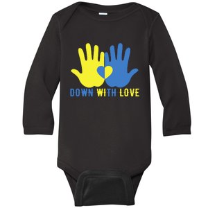 Pretty Down With Love World Down Syndrome Awareness Day Baby Long Sleeve Bodysuit