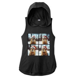 Prairie Dog Winter Christmas Sleep Ladies PosiCharge Tri-Blend Wicking Draft Hoodie Tank