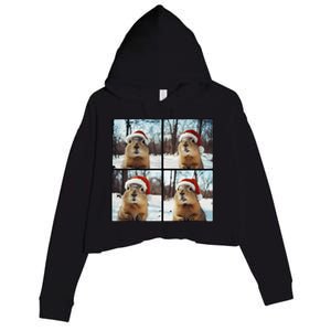 Prairie Dog Winter Christmas Sleep Crop Fleece Hoodie