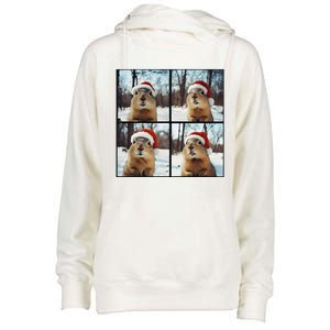 Prairie Dog Winter Christmas Sleep Womens Funnel Neck Pullover Hood