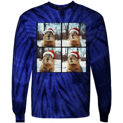 Prairie Dog Winter Christmas Sleep Tie-Dye Long Sleeve Shirt