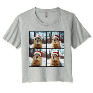 Prairie Dog Winter Christmas Sleep Women's Crop Top Tee