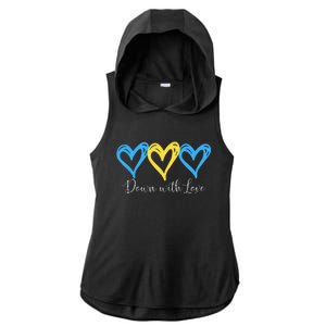 Pretty Down With Love World Down Syndrome Awareness Day Ladies PosiCharge Tri-Blend Wicking Draft Hoodie Tank