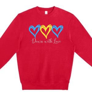 Pretty Down With Love World Down Syndrome Awareness Day Premium Crewneck Sweatshirt