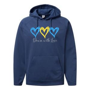 Pretty Down With Love World Down Syndrome Awareness Day Performance Fleece Hoodie