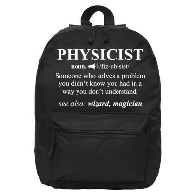 Physicist Definition Wizard Scientist Physics Tshirt Funny 16 in Basic Backpack